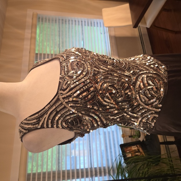 Vintage A.J Bari 100% Silk Sequins Sleeveless Formal Maxi Gown Party Size 4 - Picture 2 of 10